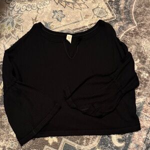We the Free Black Bell Sleeve Top